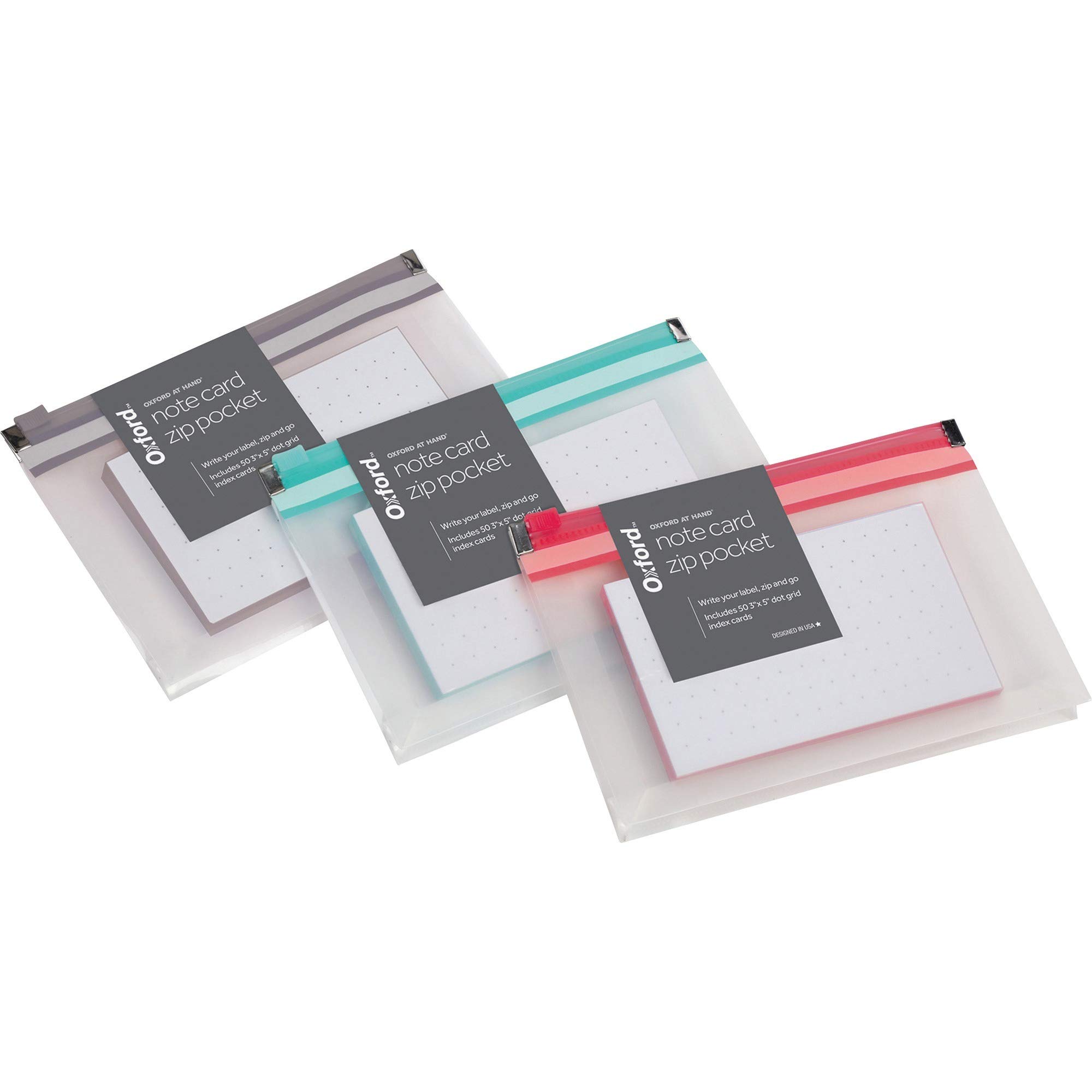Amazon.com : Oxford at Hand Note Card Zip Pocket - Easy Label